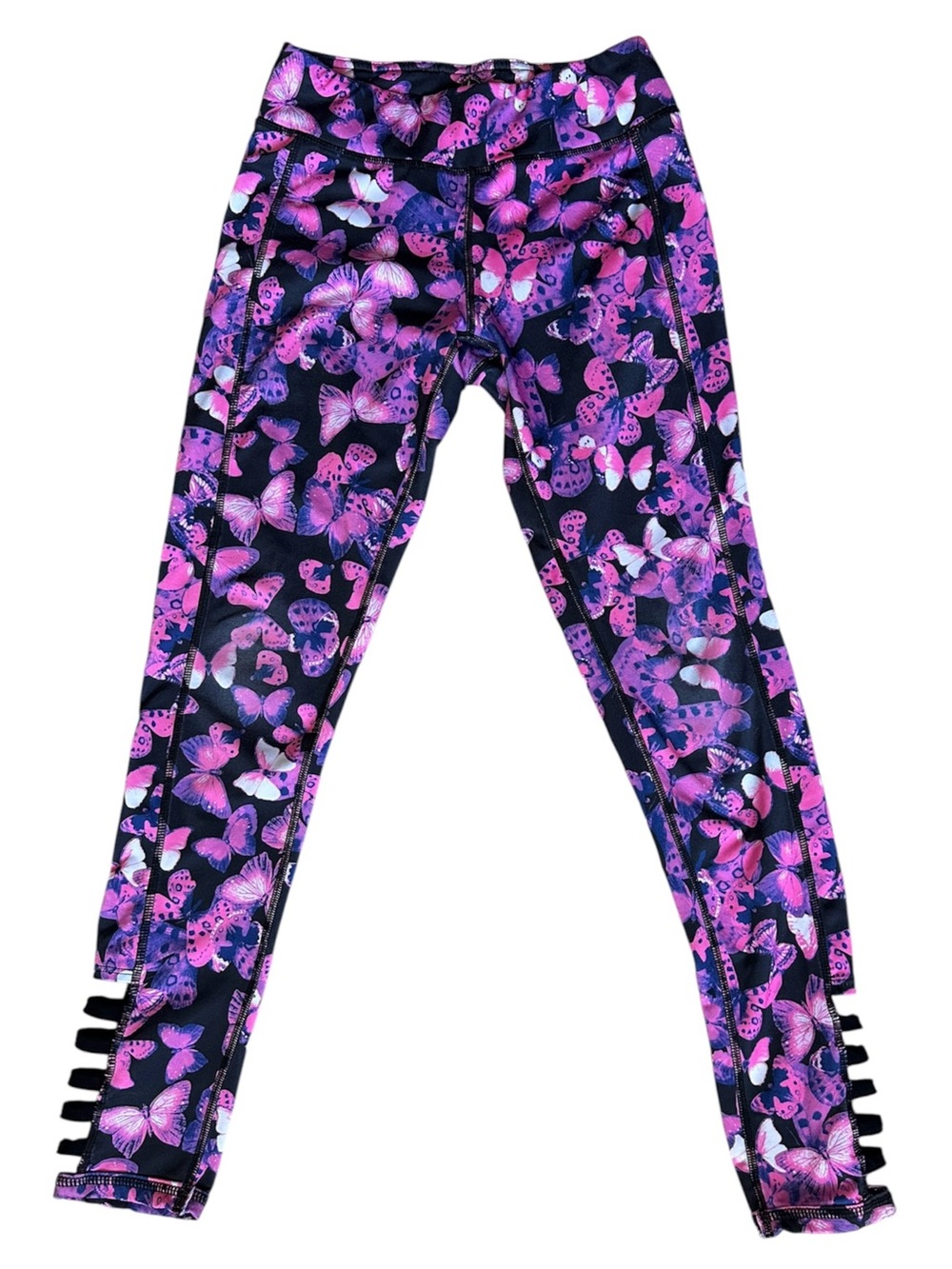 90 Degree Large size 12 girls butterfly pink purple active leggings